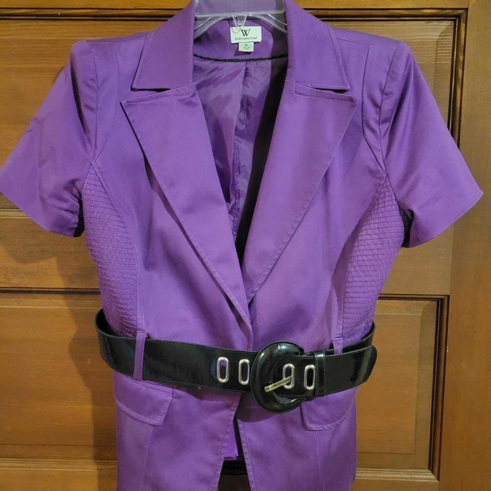 Women's WORTHINGTON Short-Sleeve Suit Jacket With Belt Size:M Fits True To Size!